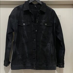 Free People Black Denim Women's Trucker Jacket